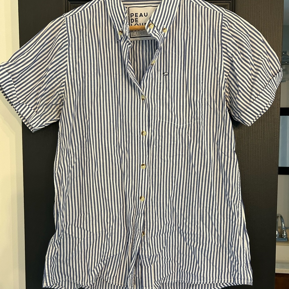 Peau De Loup Blue and White Striped Men's Shirt